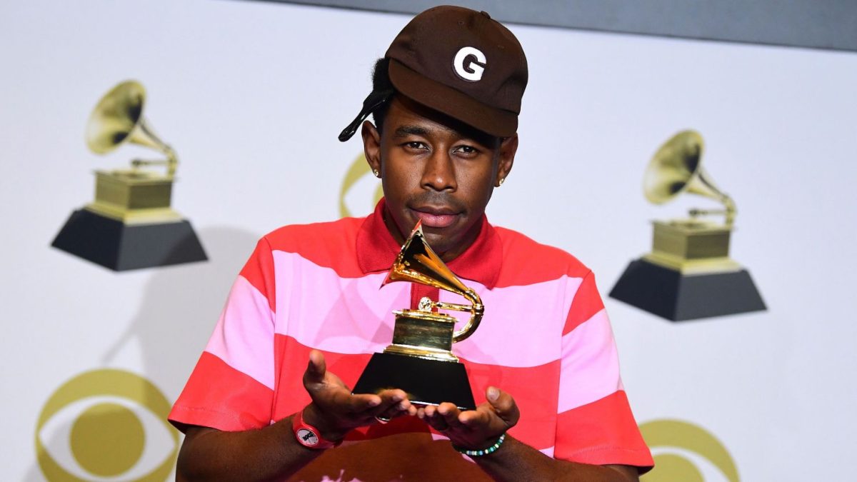 Tyler, the Creator poses in the press room with the award for Best Rap Album for "Igor" during the 62nd Annual Grammy Awards in Los Angeles on January 26, 2020. Frederic J. Brown/AFP via Getty Images